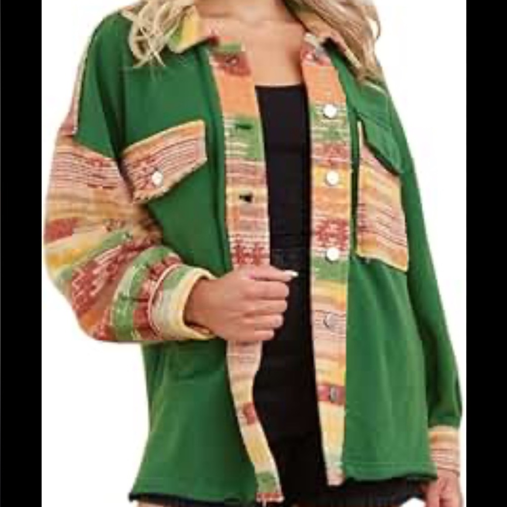 NWT Vici for JODIFL Green and Southwestern Utility Jacket